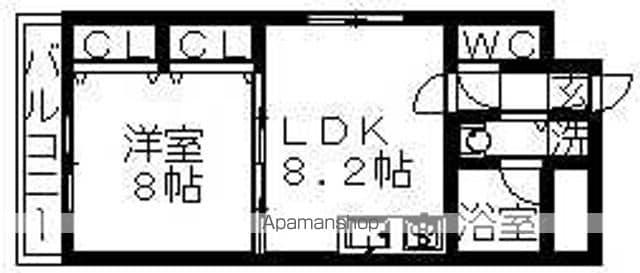 メゾンボナール(1LDK/7階)の間取り写真