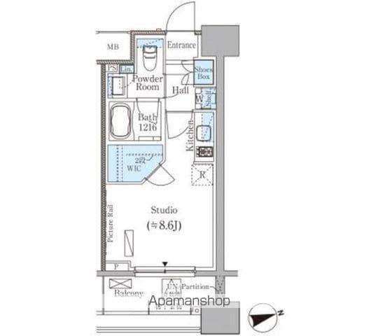 パークアクシス御茶ノ水ヒルトップ(ワンルーム/12階)の間取り写真
