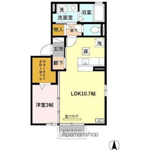 ボンヌシャンスⅢ(1LDK/1階)の間取り写真