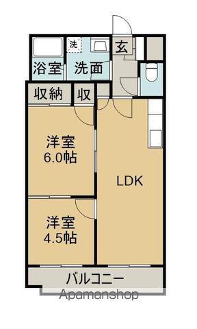 パークハイツ茂木(2LDK/1階)の間取り写真