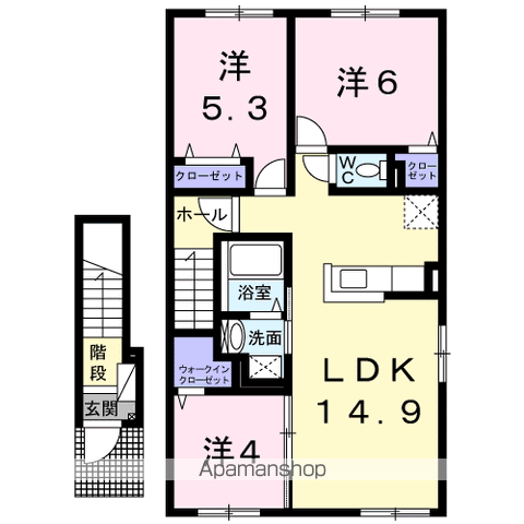 クレイトンハウス新橋Ⅰ(3LDK/2階)の間取り写真
