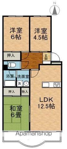 グランデージ横文(3LDK/2階)の間取り写真