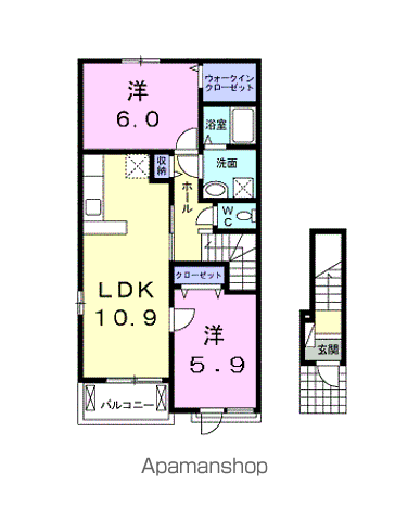 クワルツ・ド・ロッシュB(2LDK/2階)の間取り写真