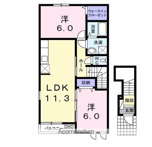 ベル・フィオーレ(2LDK/2階)の間取り写真