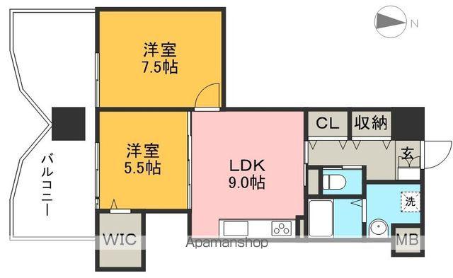 オブジェ朝倉(2LDK/5階)の間取り写真