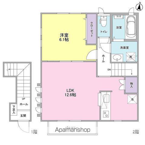 ハルシオンプレイスG棟(1LDK/1階)の間取り写真