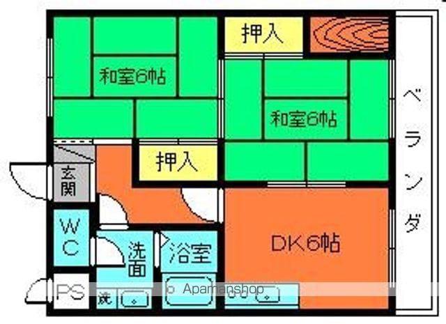 シルクロード醍醐(2DK/3階)の間取り写真