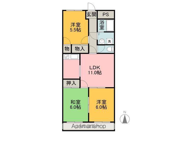 ENJYOⅡ(3LDK/2階)の間取り写真