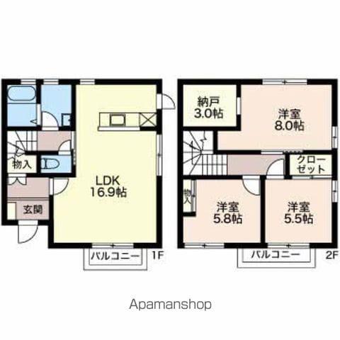 TOWN HOUSE WITH(3LDK/1階)の間取り写真