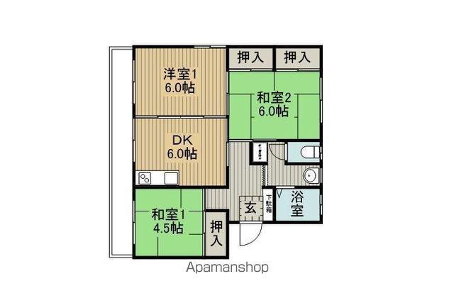 山田レジデンス(3DK/2階)の間取り写真