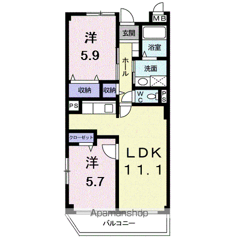 ANNEX-Ⅱ(2LDK/1階)の間取り写真