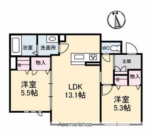 ローレルR(2LDK/1階)の間取り写真