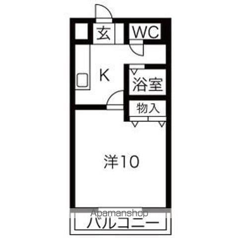 マンションK2A棟(1K/3階)の間取り写真