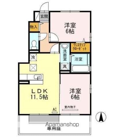 エイトサザンコート B棟(2LDK/1階)の間取り写真