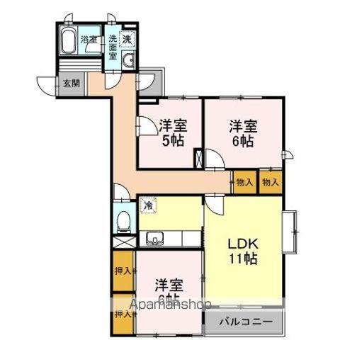 フォレストⅠ(3LDK/1階)の間取り写真
