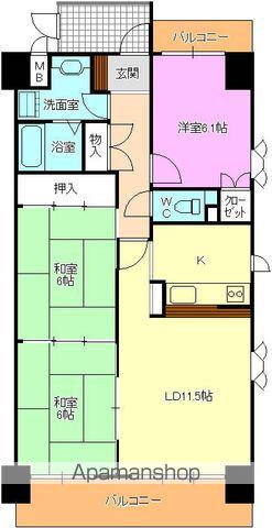 ダイヤモンドフォーラム東川(3LDK/2階)の間取り写真