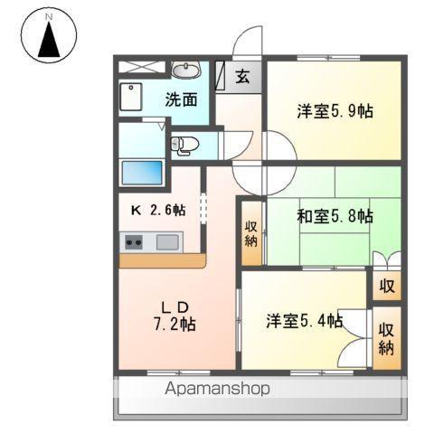 エメラルド・ノ-ビレⅠ(3DK/3階)の間取り写真