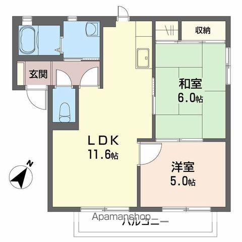 セトゥール・イン・ウエスト B棟(2LDK/1階)の間取り写真