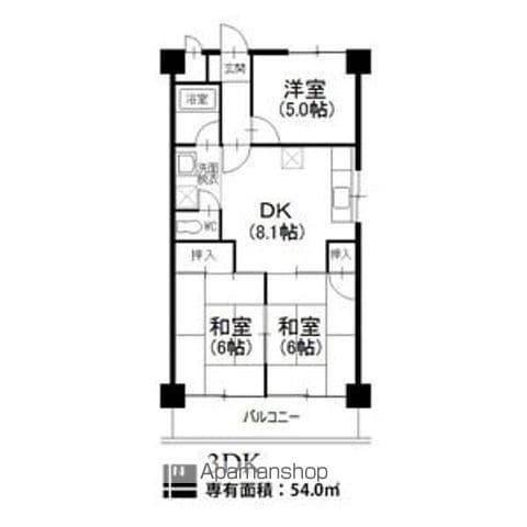 ジュネス21(3DK/4階)の間取り写真