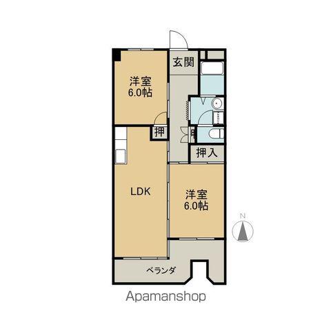 岐陽コーポレーション(2LDK/4階)の間取り写真