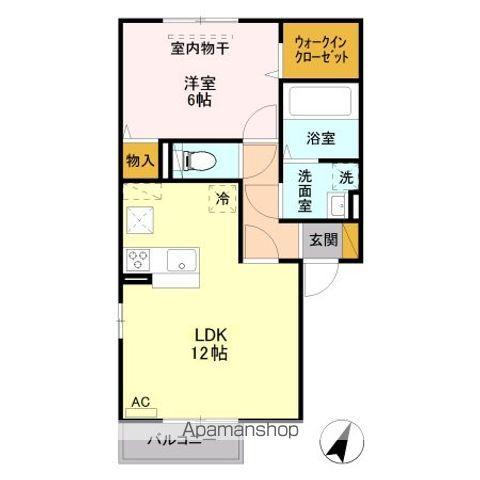 アステールⅡ A(1LDK/1階)の間取り写真