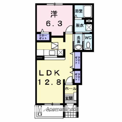 マルタニ・サニー・ハウスC(1LDK/1階)の間取り写真