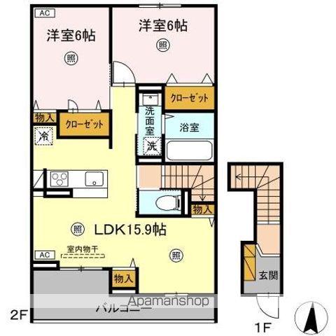 LA MER KOU(2LDK/2階)の間取り写真