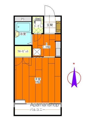 エスポワール(1K/1階)の間取り写真