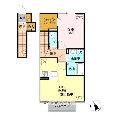 VILLA REN(1LDK/2階)の間取り写真