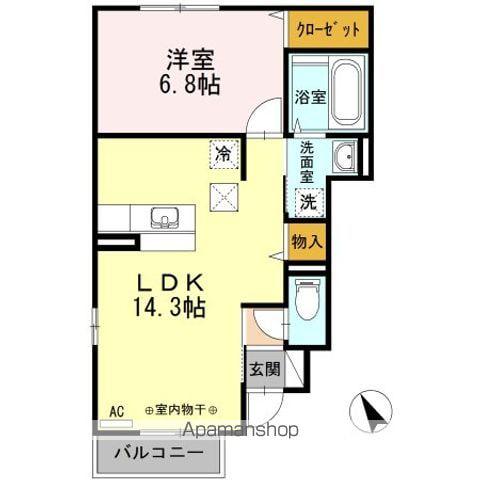 サンライズコーポ C(1LDK/1階)の間取り写真
