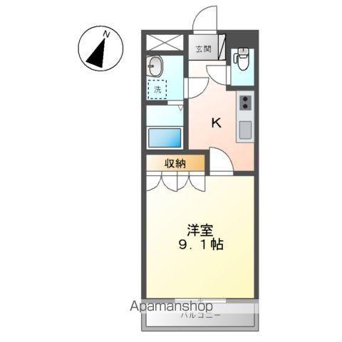 グランスイート(1K/2階)の間取り写真