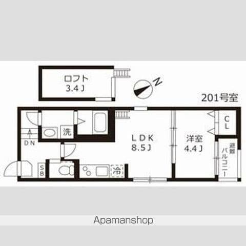 ハーモニーテラス押切(1LDK/2階)の間取り写真