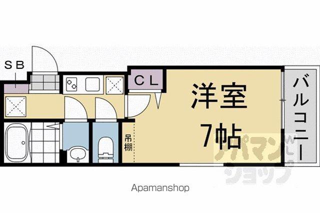 太秦天神川学生マンション(1K/4階)の間取り写真