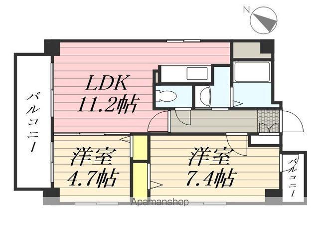 グランツ白金(2LDK/2階)の間取り写真