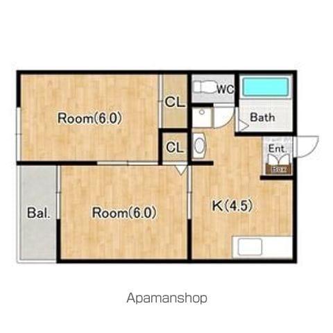 ジーライズ船橋上山町1(2DK/1階)の間取り写真