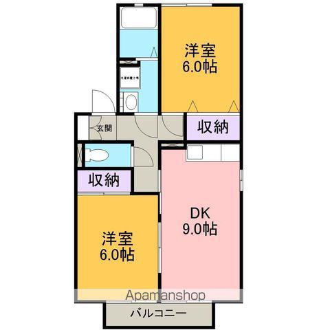 セジュール睦 C(2DK/2階)の間取り写真
