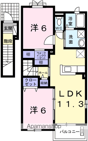 グランドソレイユⅡ番館(2LDK/2階)の間取り写真