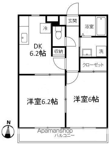 グリーンエコビレッジ(2DK/3階)の間取り写真