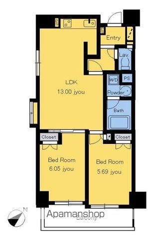 静岡馬渕エンブルコート(2LDK/5階)の間取り写真