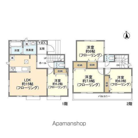 京成電鉄松戸線 滝不動駅 徒歩15分 2階建 築4年(4LDK)の間取り写真