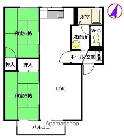 パークハイツ光B(2LDK/2階)の間取り写真