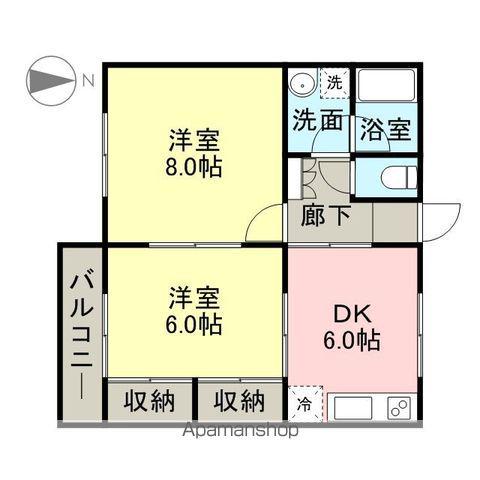 ロイヤルヴィラK 1号館(2DK/1階)の間取り写真