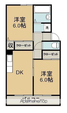 プレジールジュン(2DK/2階)の間取り写真