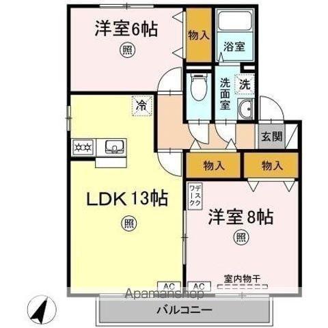 ボナールⅡ(2LDK/2階)の間取り写真