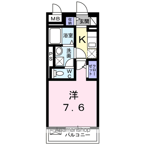 グラン ソレーユ(1K/4階)の間取り写真