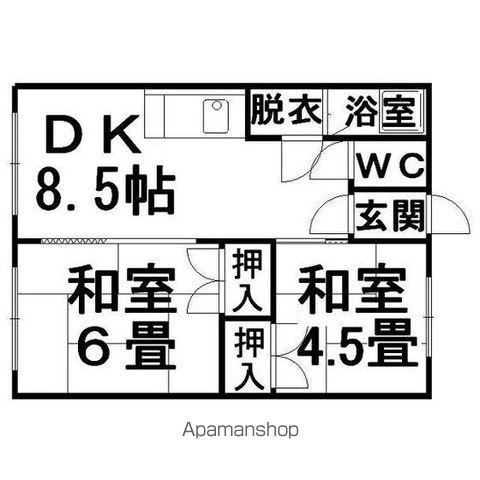 北進TKハイツ(2DK/2階)の間取り写真