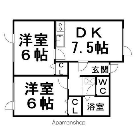シャルロット(2DK/1階)の間取り写真