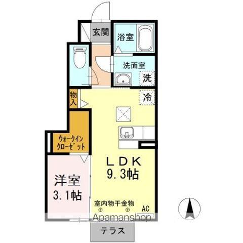 グランドゥールA(1LDK/1階)の間取り写真