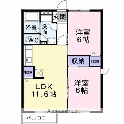 ブライト・プラッツB(2LDK/2階)の間取り写真