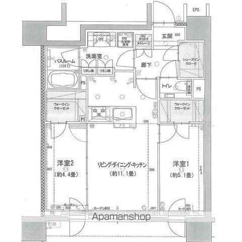 クリオレジダンス札幌大通イースト(2LDK/3階)の間取り写真